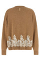 Lace insert cardigan Brown
