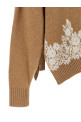 Lace insert cardigan Brown