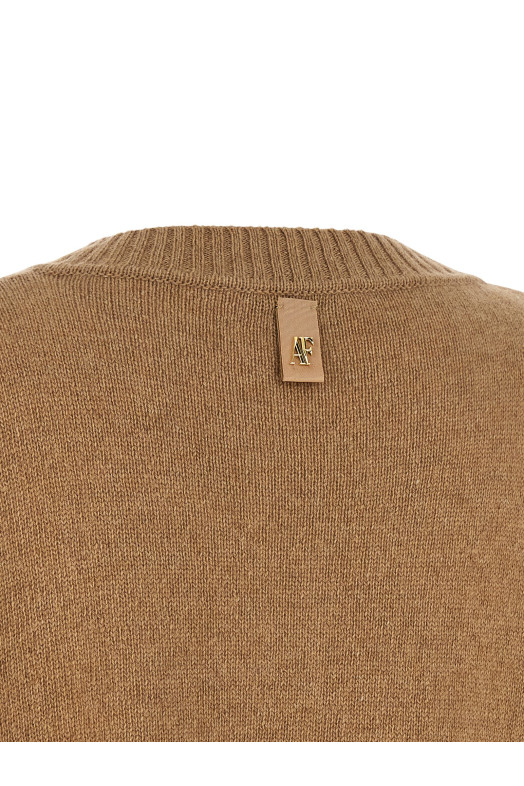 Lace insert cardigan Brown