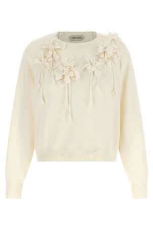Свитер с вышитым цветком, белый ALBERTA FERRETTI A092066040002