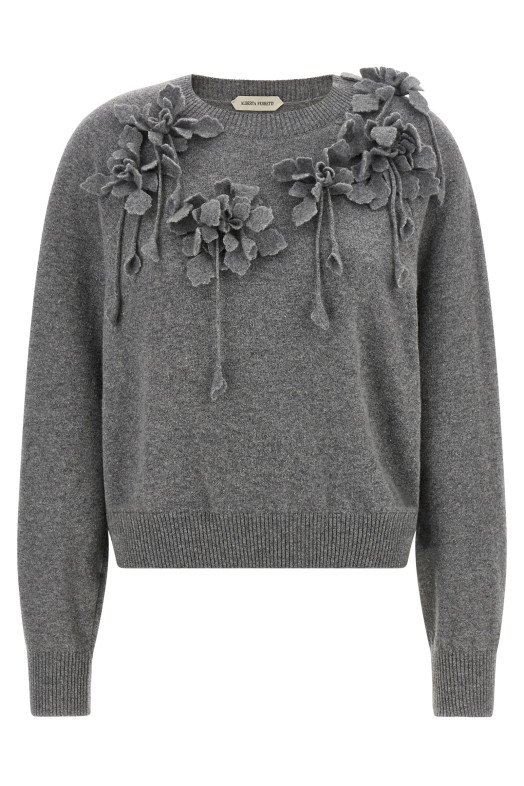 Свитер с вышитым цветком, серый ALBERTA FERRETTI A092066040490