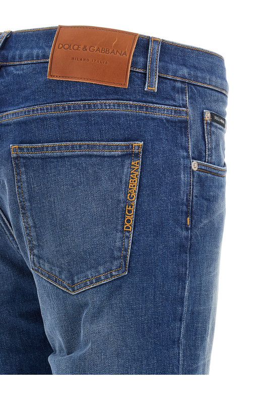 Logo embroidery jeans Blue