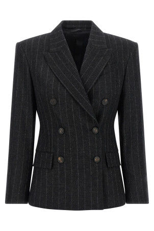 Блейзер у тонку смужку, сірий BRUNELLO CUCINELLI MG5767117C520