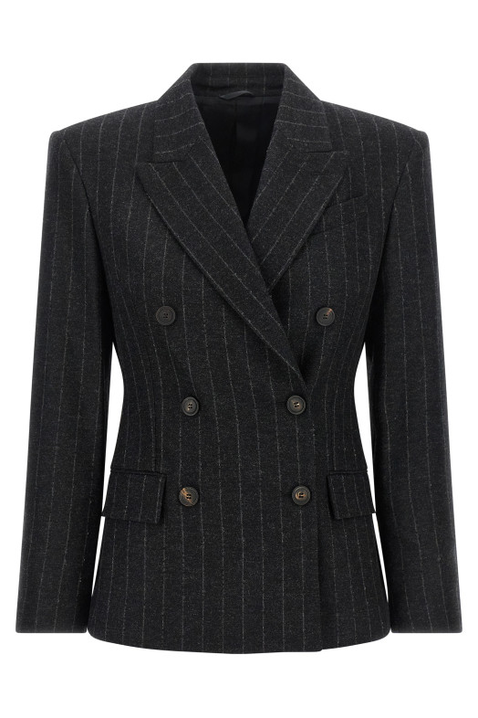 Блейзер у тонку смужку, сірий BRUNELLO CUCINELLI MG5767117C520