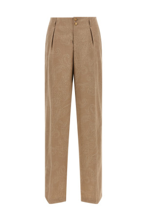Paisley jacquard pants Beige