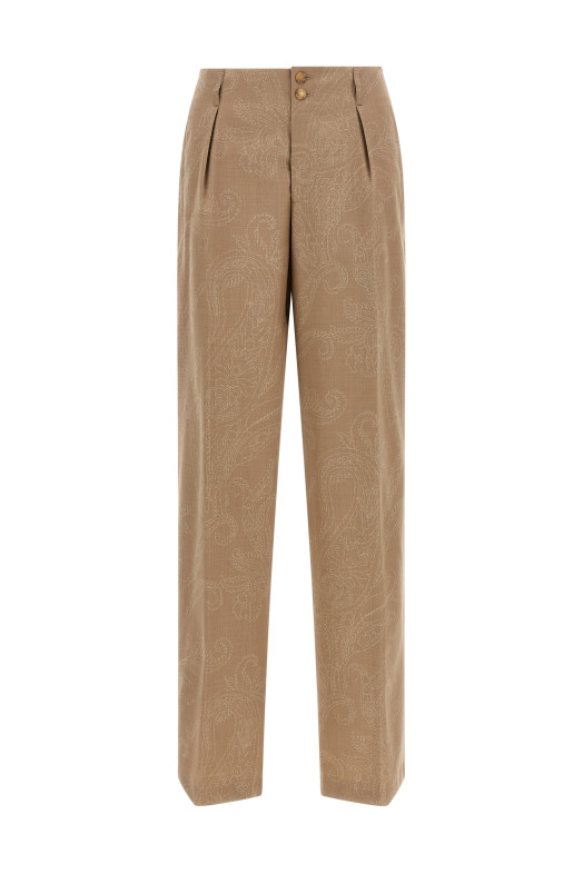 Paisley jacquard pants Beige