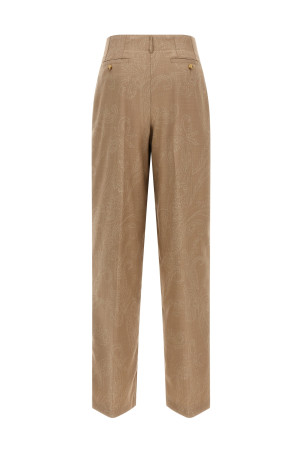 Paisley jacquard pants Beige