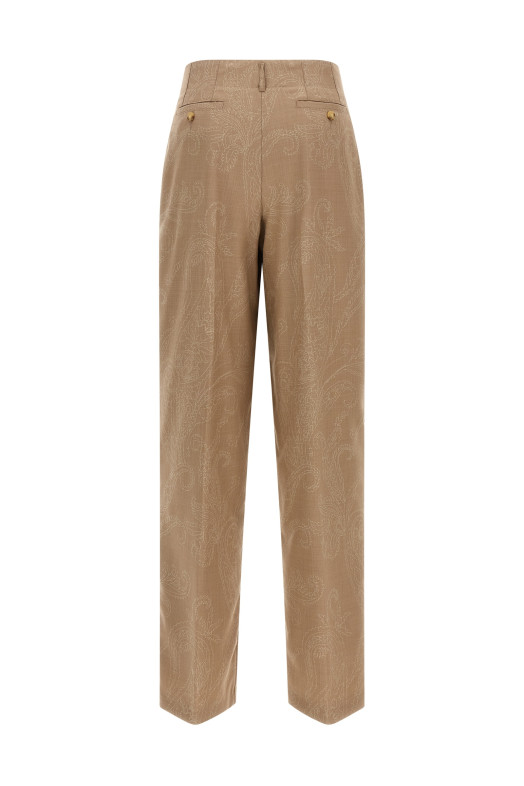 Paisley jacquard pants Beige