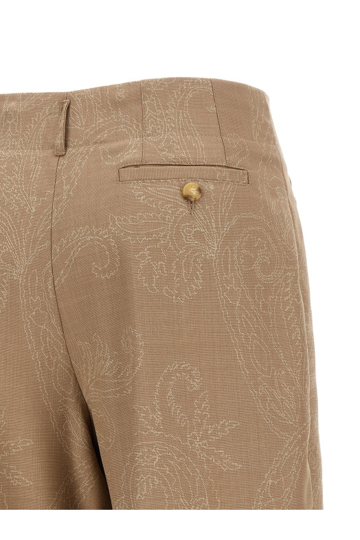 Paisley jacquard pants Beige