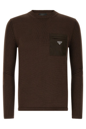 'Re-Nylon' Pocket Sweater Brown