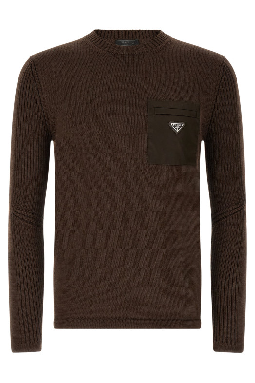 'Re-Nylon' Pocket Sweater Brown