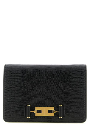 Lizard print crossbody bag Black