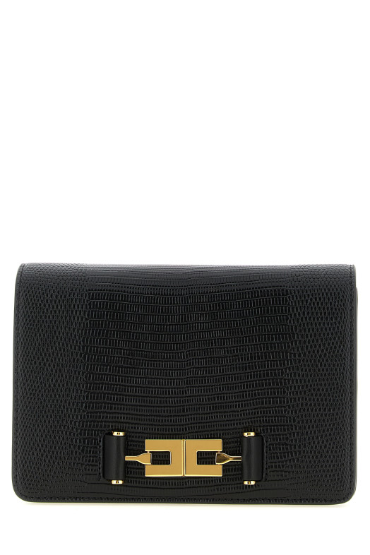 Lizard print crossbody bag Black