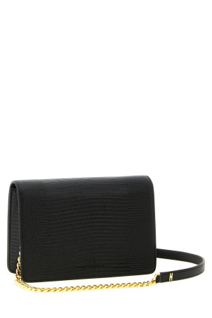 Lizard print crossbody bag Black