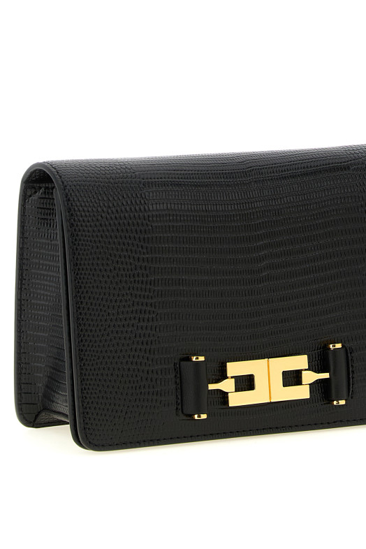 Lizard print crossbody bag Black