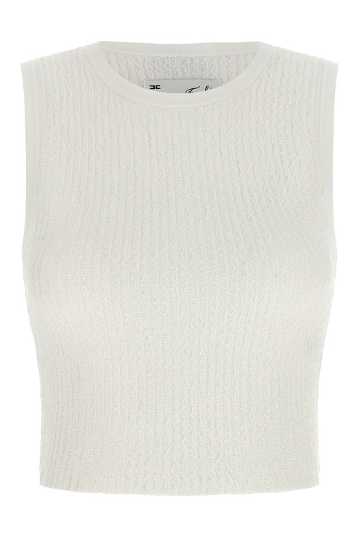 Ribbed crop top White