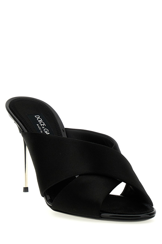 Сатинові сандалі, чорні DOLCE & GABBANA CR1738AV7998B956
