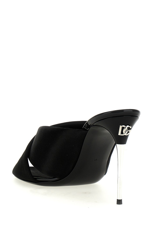 Сатинові сандалі, чорні DOLCE & GABBANA CR1738AV7998B956