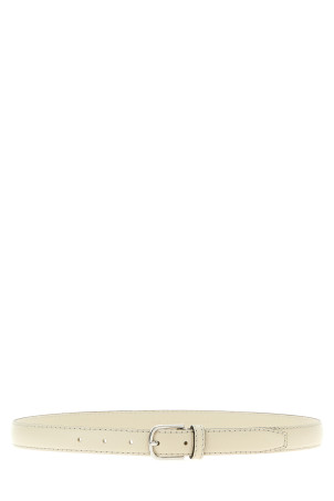 Leather belt White