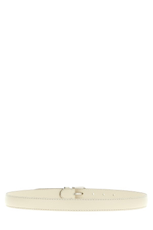 Leather belt White