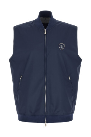 Нейлоновый жилет с логотипом, синий BRUNELLO CUCINELLI MB4229083TC010