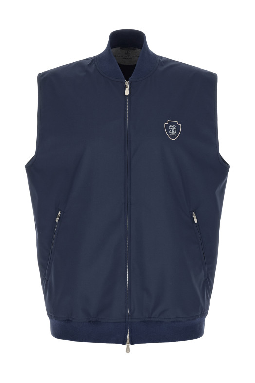 Нейлоновый жилет с логотипом, синий BRUNELLO CUCINELLI MB4229083TC010