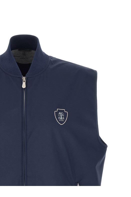 Нейлоновый жилет с логотипом, синий BRUNELLO CUCINELLI MB4229083TC010