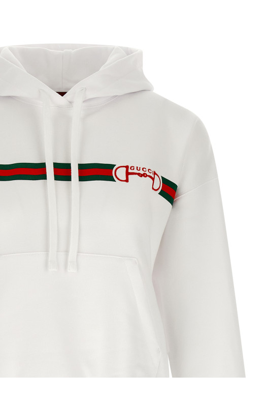 Худі з вишивкою «Morsetto Gucci», біле 837930XJHM09051