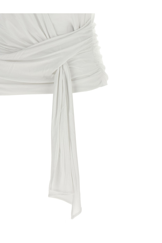 Draped detail T-shirt White