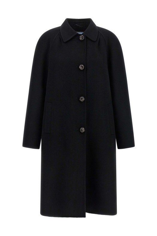 Однобортне пальто, чорне PRADA P642TESOOO179BF0002