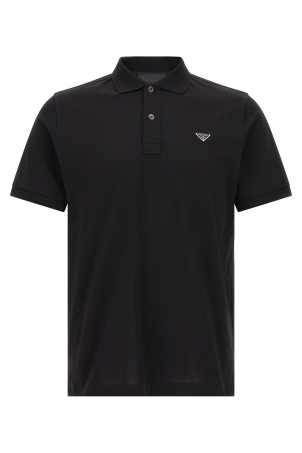 Футболка-поло з трикутним логотипом, чорна PRADA UJN444SWM31867F0002