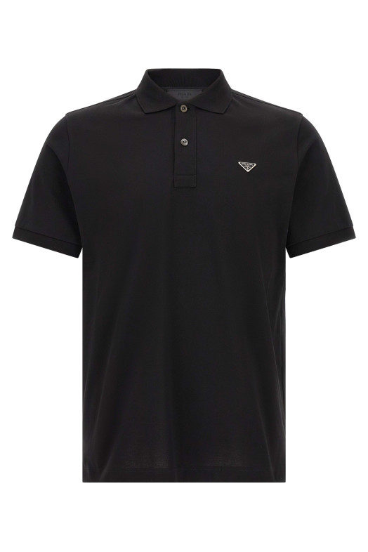 Футболка-поло з трикутним логотипом, чорна PRADA UJN444SWM31867F0002