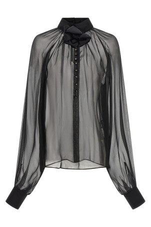 Шифоновая блузка с цветочным узором, черная DOLCE & GABBANA F7AH1TFU1HWN0000