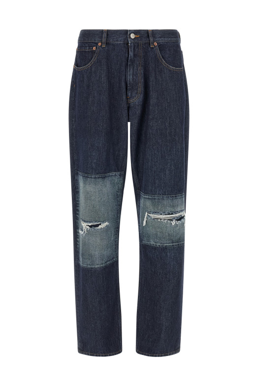 Джинсы с вставками из лоскутков, синие MM6 MAISON MARGIELA SH0LA0043M30055967