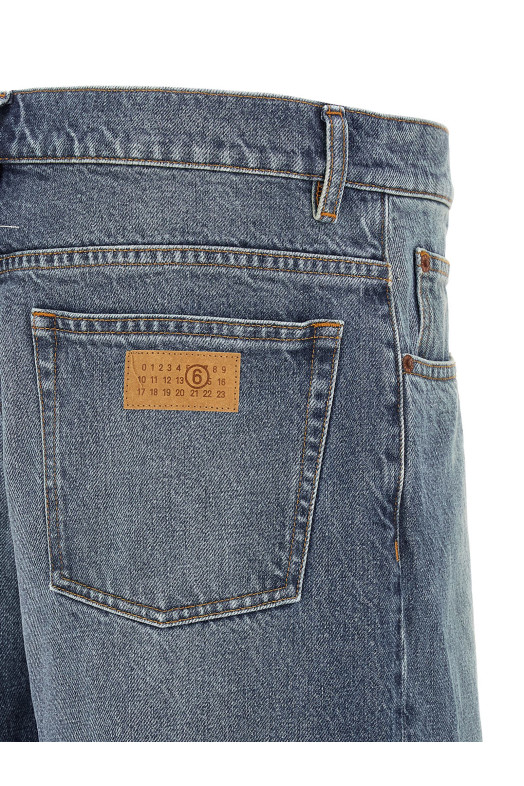  Джинсы с прямыми брючинами, синие MM6 MAISON MARGIELA SH0LA0039M30058965