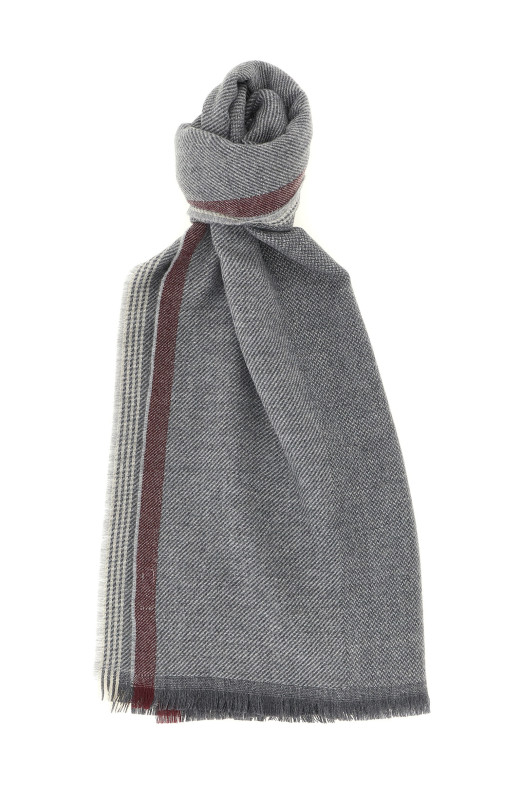 Diagonal wool and cashmere scarf  Gray