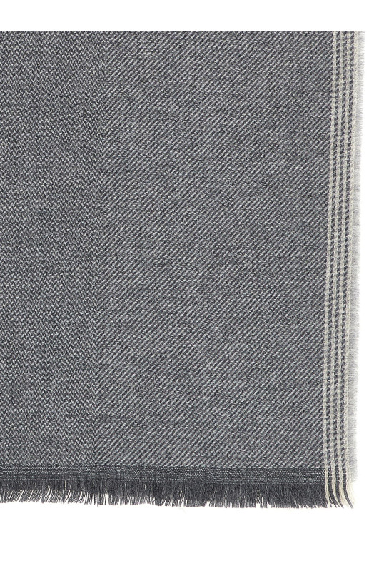 Diagonal wool and cashmere scarf  Gray
