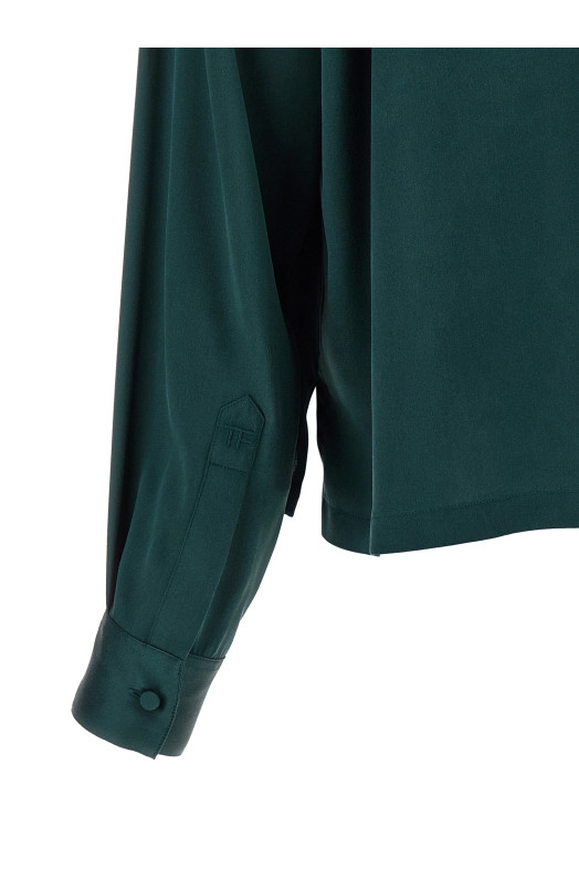 Поліестерова сорочка-поло з атласу, зелена TOM FORD TS2144FAX1720GDV