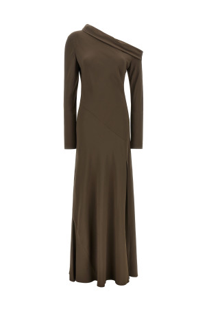 Bare shoulder dress Brown