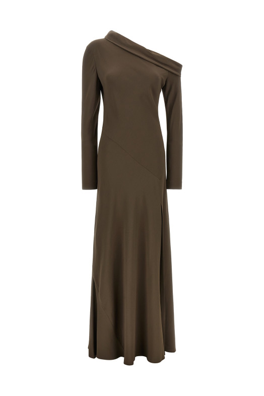Bare shoulder dress Brown