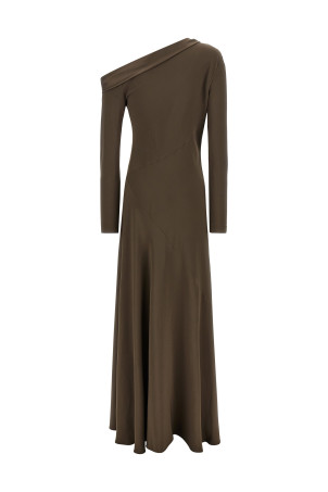 Bare shoulder dress Brown