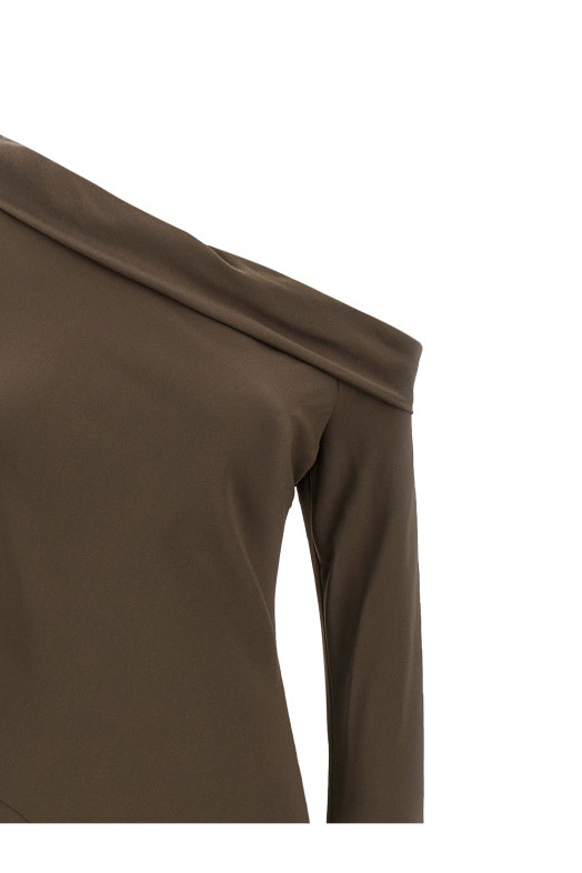 Bare shoulder dress Brown