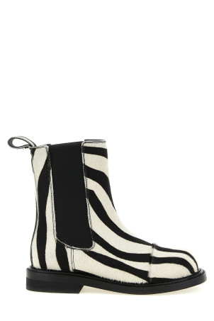 Zebra pony ankle boots Black-grey