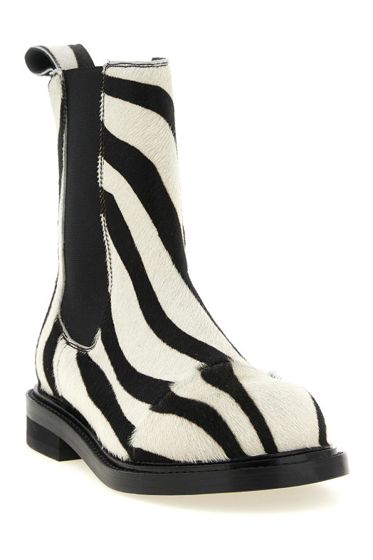 Zebra pony ankle boots Black-grey