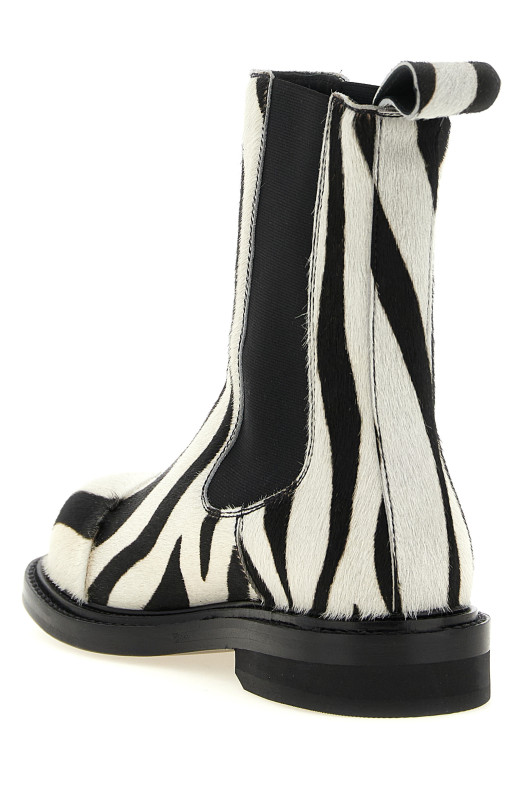 Zebra pony ankle boots Black-grey