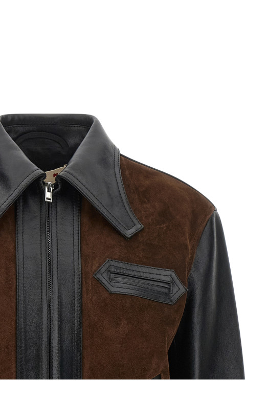 Leather and suede jacket Black