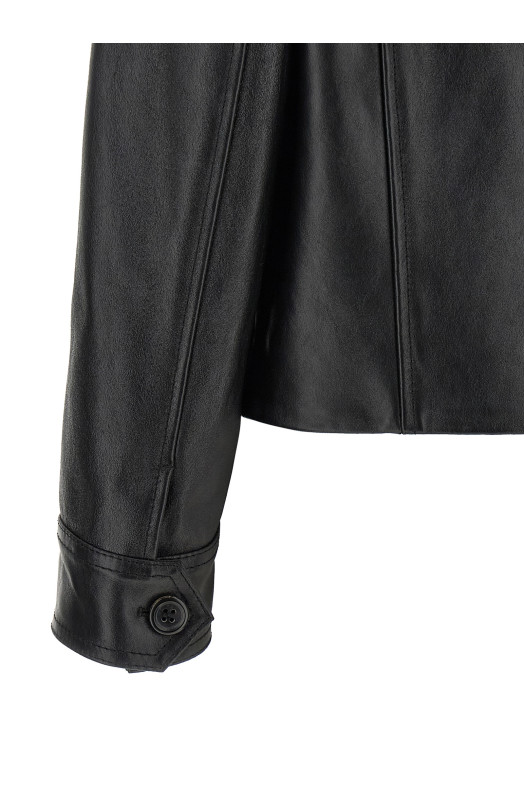 Leather and suede jacket Black