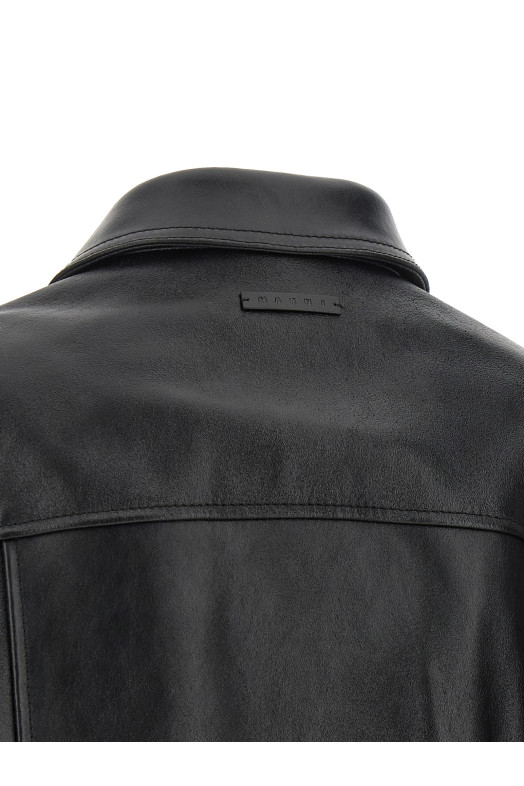 Leather and suede jacket Black