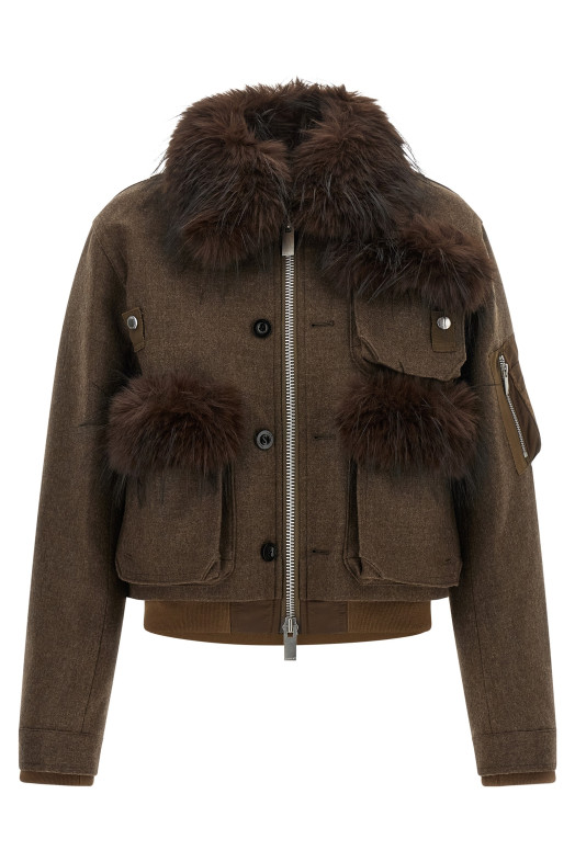 Double collar blouson Brown