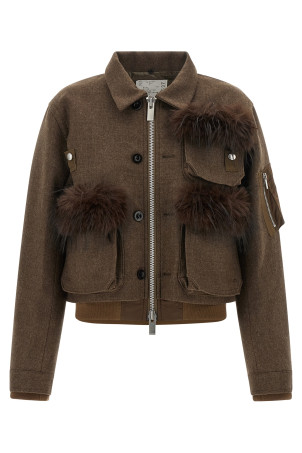 Double collar blouson Brown